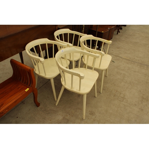 2638 - A SET OF FOUR WHITE PAINTED TORPET STYLE ARMCHAIRS