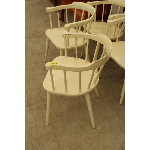 2638 - A SET OF FOUR WHITE PAINTED TORPET STYLE ARMCHAIRS