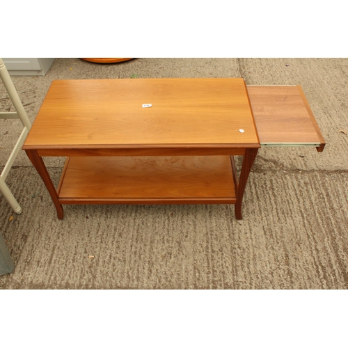 2675 - A TOM SUTTCLIFFE FURNITURE RETRO TWO TIER COFFEE TABLE WITH TWO SLIDES 35