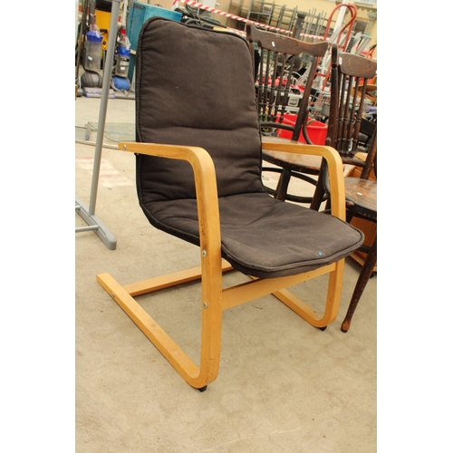 2718 - AN IKEA OLAND BENTWOOD FIRESIDE CHAIR