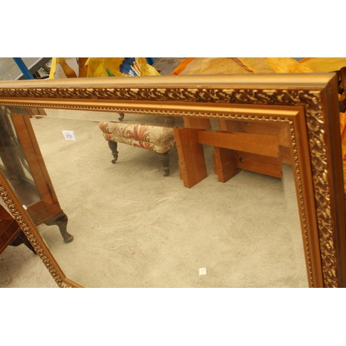 2723 - A GILT FRAMED BEVEL EDGE GALLERY FRAMING WALL MIRROR 44