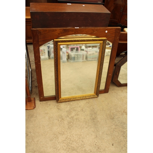 2750 - A GILT FRAMED BEVEL EDGE WALL MIRROR, 30