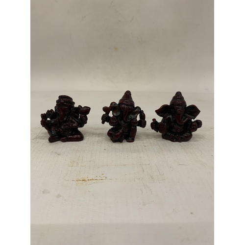 115 - THREE LORD GANESH ELEPHANT GOD FIGURES - 4 CM