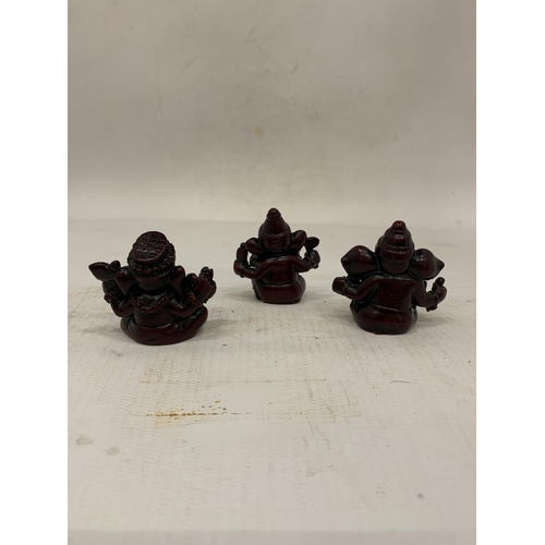 115 - THREE LORD GANESH ELEPHANT GOD FIGURES - 4 CM