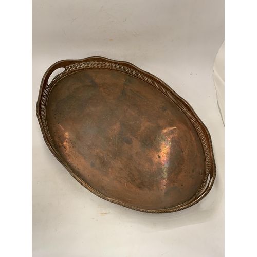 142 - A SCALLOPED EDGED COPPER TRAY