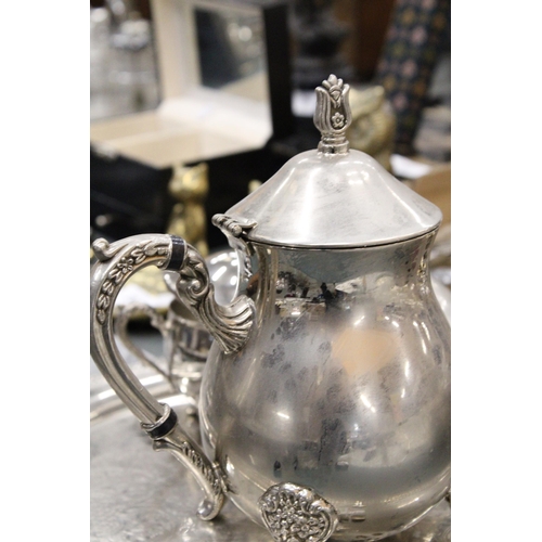 317 - A SILVER PLATED TEASET ON A TRAY