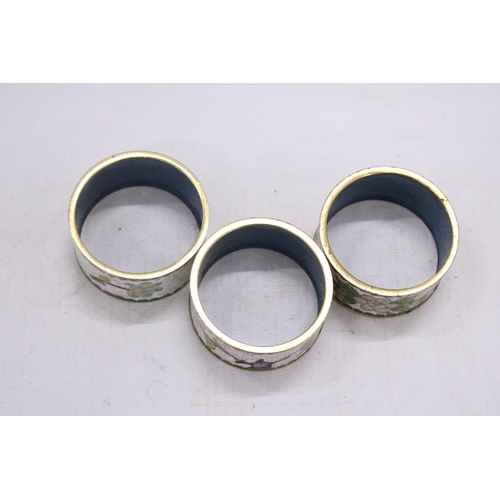 169 - THREE CLOISONNE NAPKIN RINGS