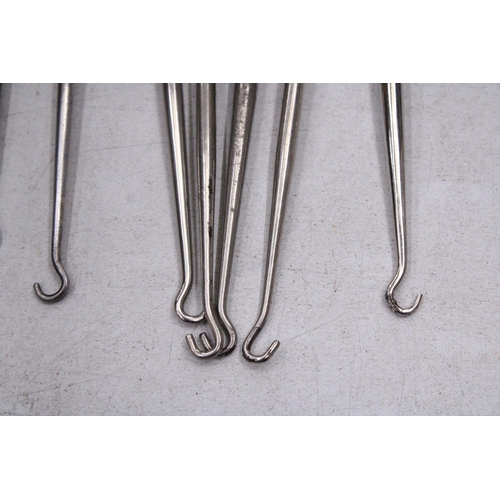 209 - A COLLECTION OF 8 SILVER HALLMARKED BUTTON HOOKS