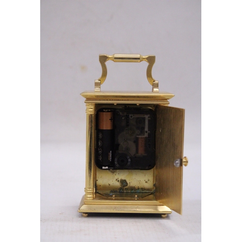 212 - A 20TH CENTURY BRASS CASED CARRIAGE CLOCK WITH ROMAN NUMERIC DIAL MARKED ROBERT BLANDFORD 1873 WITH ... 