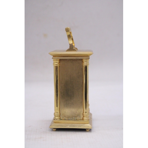 212 - A 20TH CENTURY BRASS CASED CARRIAGE CLOCK WITH ROMAN NUMERIC DIAL MARKED ROBERT BLANDFORD 1873 WITH ... 