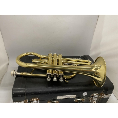 36 - A CASED JUPITER JCR-520M CORNET WITH MOUTHPIECE