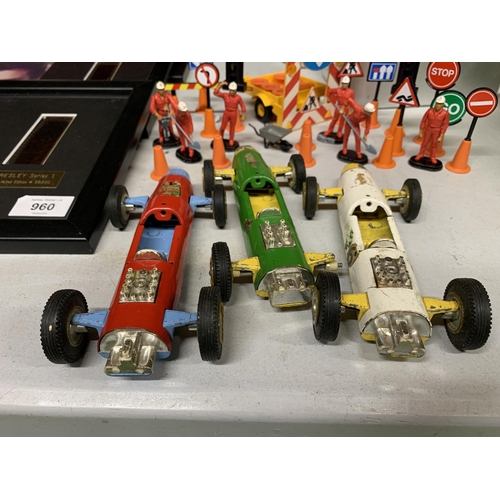THREE VINTAGE TRIANG MINI HIWAY RACING CARS
