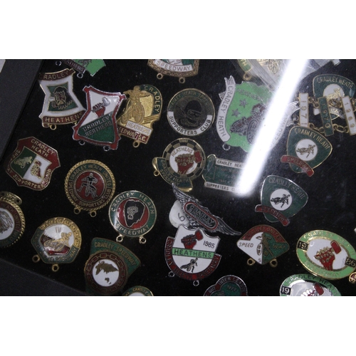 252 - A CASED QUANTITY OF ENAMEL BADGES - CRADLEY HEATH UNITED SPEEDWAY SUPPORTERS CLUB