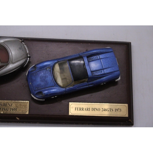 253 - A DINKY SHOP DISPLAY DIE CAST CARS TO INCLUDE A PORSCHE, MERCEDES AND A FERRARI