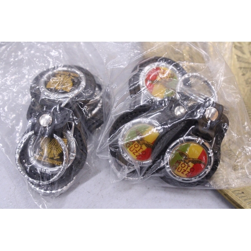 269 - A QUANTITY OF MOTORCYCLE KEYRINGS TO INCLUDE HONDA, SUZUKI, YAMAHA, TRIUMPH, ETC.,