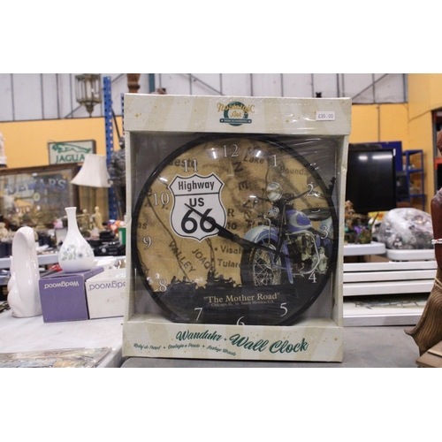 272 - A QUANTITY OF ROUTE 66 COLLECTABLES TO INCLUDE NOSTALGIC ART CLOCK, MAGNETS, SIGN, ETC.,