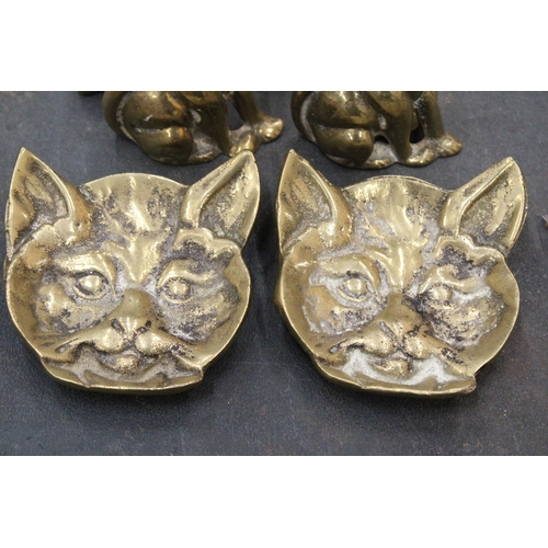 273 - A COLLECTION OF BRASS ITEMS TO INCLUDE VINTAGE CAT ASHTRAYS, CAT MODELS AN AN OWL