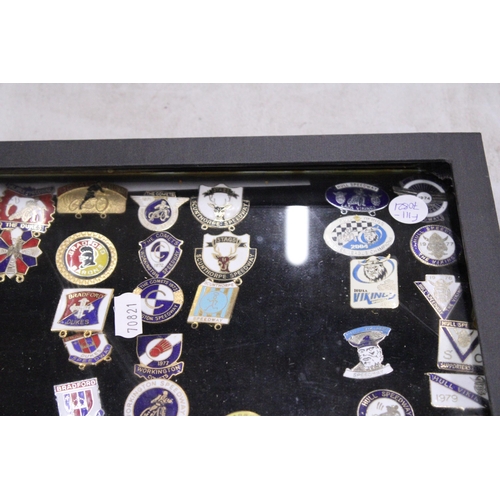 282 - A CASED QUANTITY OF ENAMEL PIN BADGES TO INCLUDE BRADFORD BARONS, THE DUKES HALIFAX SPEEDWAY, HULL V... 