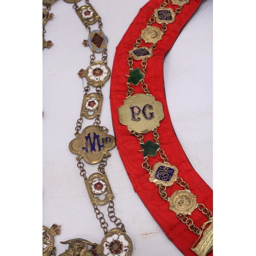 283 - TWO GRAND LODGES VINTAGE NECK CHAIN SASHES, TO INCLUDE BIRKENHEAD AND WHITFIELD