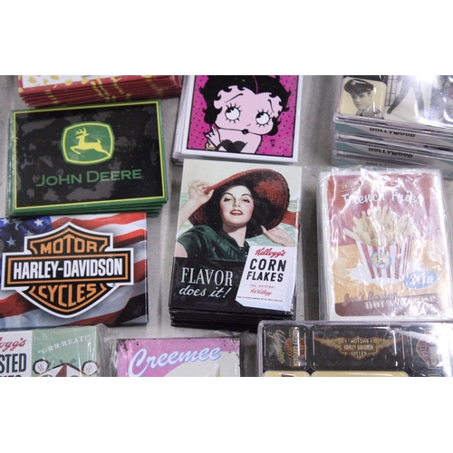 289 - A QUANTITY OF FRIDGE MAGNETS TO INCLUDE BETTY BOOP, JOHN DEERE, HARLEY-DAVIDSON, ETC.,