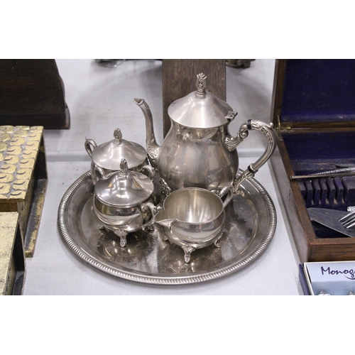 317 - A SILVER PLATED TEASET ON A TRAY