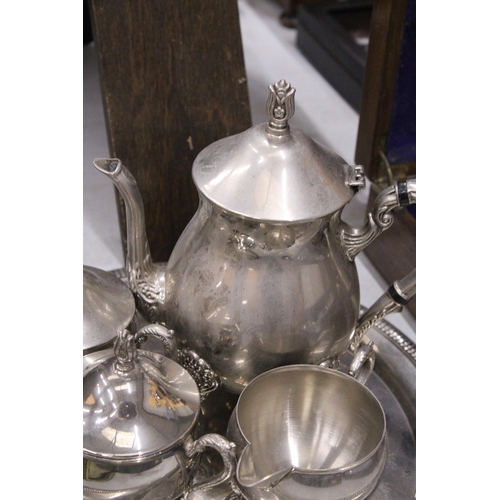 317 - A SILVER PLATED TEASET ON A TRAY