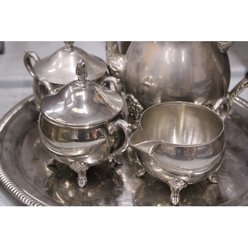 317 - A SILVER PLATED TEASET ON A TRAY