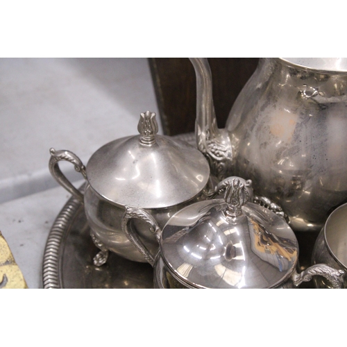 317 - A SILVER PLATED TEASET ON A TRAY