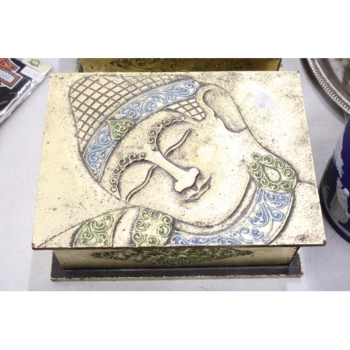 320 - TWO BUDDHA JEWELLERY BOXES