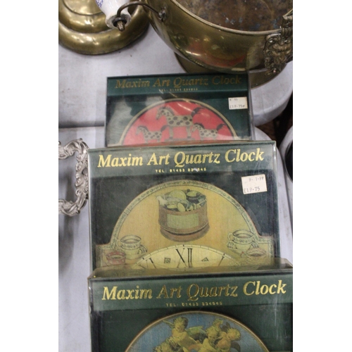 324 - FIVE MAXIM ART QUARTZ CLOCKS - JUDY GABRIEL DESIGN