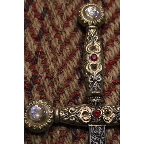 329 - AN ORNAMENTAL CHROMED STEEL SWORD WITH JEWELLED HANDLE