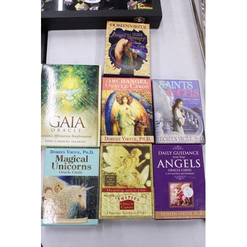 330 - SEVEN BOXED ORACLE CARDS TO INCLUDE, HEALING WITH THE FAIRIES, MAGICAL UNICORNS, ANGEL THERAPY, ETC