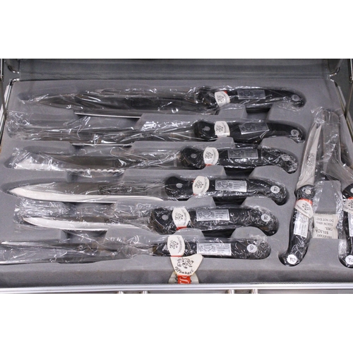 338 - AN OFFENBACH SOLINGEN KNIFE SET TO INCLUDE CARVING KNIVES, ETC