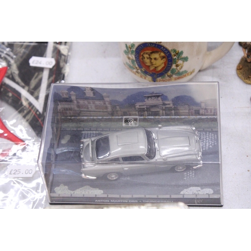 340 - A MIXED LOT TO INCLUDE FOUR METAL CORGI FIGURES, A 007, 'THUNDERBALL' ASTON MARTIN DB5, COMMEMORATIV... 