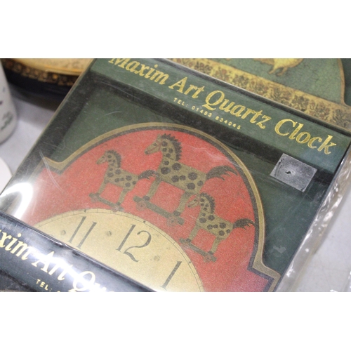 343 - FOUR BOXED MAXIM ART QUARTZ CLOCKS - JUDY GABRIEL DESIGN