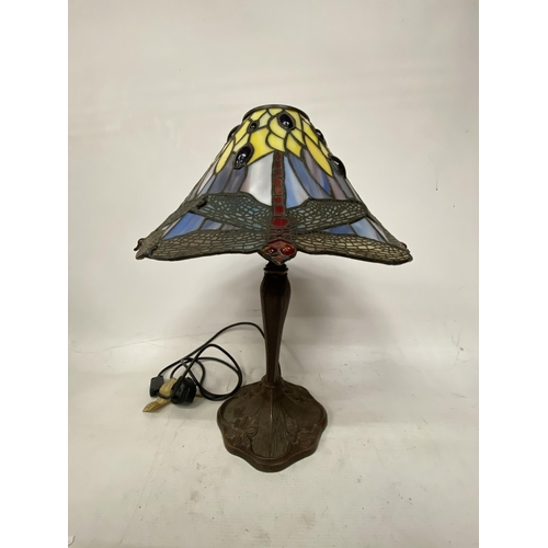 63 - A TIFFANY STYLE DRAGONFLY LAMP - HEIGHT APPROX 53CM