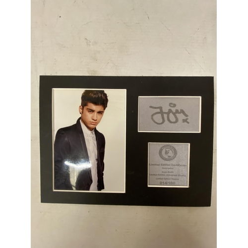 75 - TWO SIGNED AUTOGRAPHS OF ZAYN MALIK FROM THE BAND ONE DIRECTION - WHIST WE BELIEVE THE SIGNATURE/S T... 