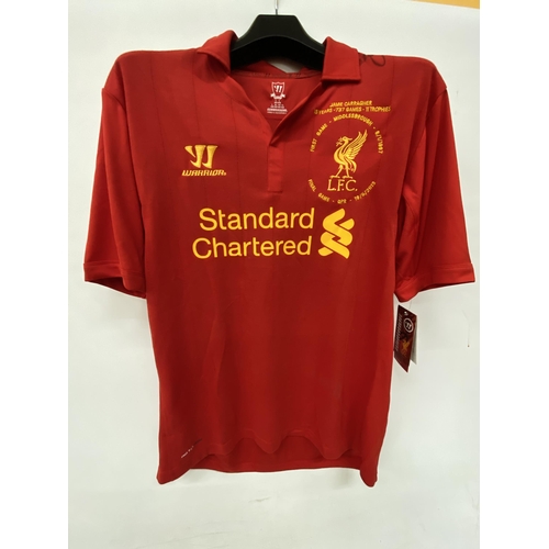 76 - A JAMIE CARRAGHER SIGNED LIVERPOOL SHIRT LIMITED EDITION IN AID OF HIS CHARITY 309 OF 737 TOGETHER W... 