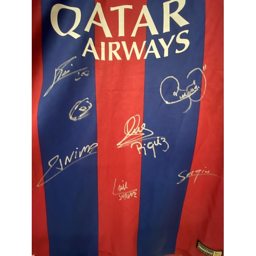 77 - A BARCELONA TEAM SIGNED SHIRT - SIGNATURES BELIEVED TO INCLUDE LIONEL MESSI