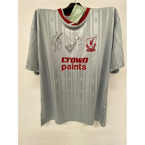 79 - A PETER BEARDSLEY SIGNED LIVERPOOL SHIRT - WHIST WE BELIEVE THE SIGNATURE TO BE GENUINE, THERE IS NO... 