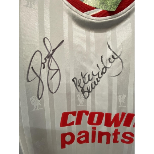 79 - A PETER BEARDSLEY SIGNED LIVERPOOL SHIRT - WHIST WE BELIEVE THE SIGNATURE TO BE GENUINE, THERE IS NO... 