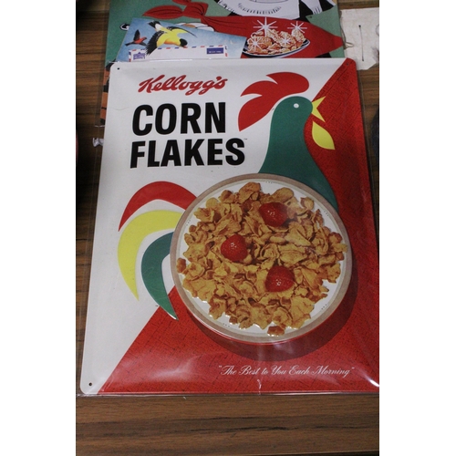 997 - TWO KELLOG'S TIN SIGNS TO IONCLUDE CORN FLAKES AND FROSTED FLAKES