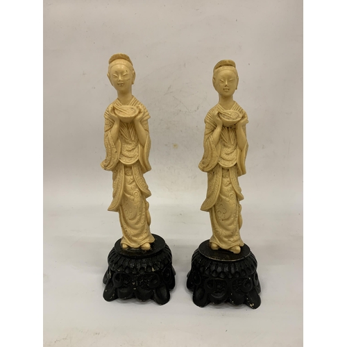 108 - TWO RESIN ORIENTAL FIGURES - 23 CM