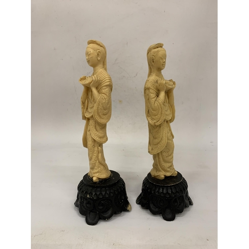 108 - TWO RESIN ORIENTAL FIGURES - 23 CM