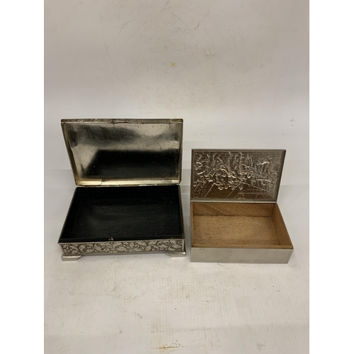 119 - TWO VINTAGE SILVER PLATED CIGAR/JEWELLERY BOXES