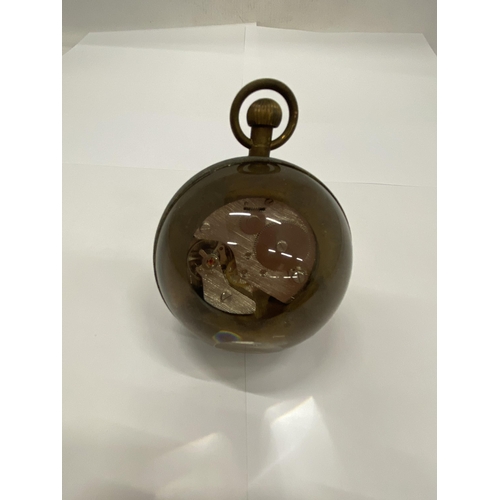 19 - A BRASS AND GLASS BUBBLE CLOCK