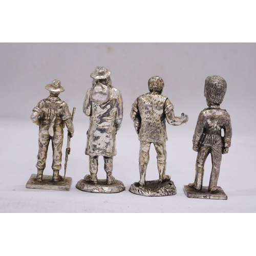 195 - FOUR HEAVY SOLID PEWTER FIGURES - 10.5 CM