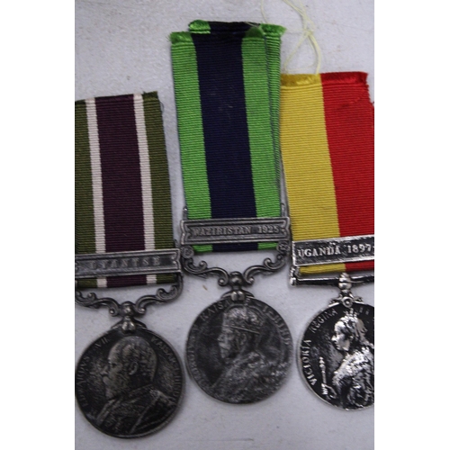 201 - THREE MEDALS, TIBET, INDIA CAMPAIGNS AND UGANDA