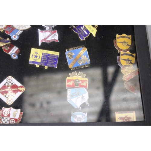 223 - A CASE CONTAINING A QUANTITY OF ENAMEL PIN BADGES TO INCLUDE STOKE SPEEDWAY THE POTTERS, ELLESMERE P... 