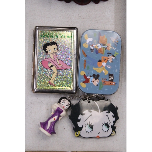 232 - THREE BETTY BOOP COLLECTABLES AND A DISNEY PEPPERMINT TIN